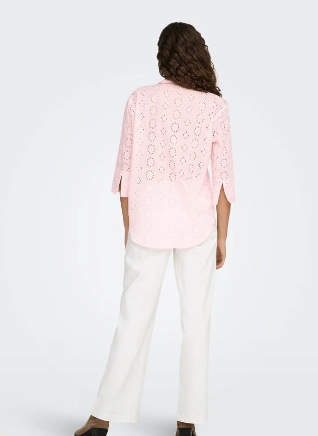 JDY - TALLIE 3/4 LONG SHIRT - CHALK PINK