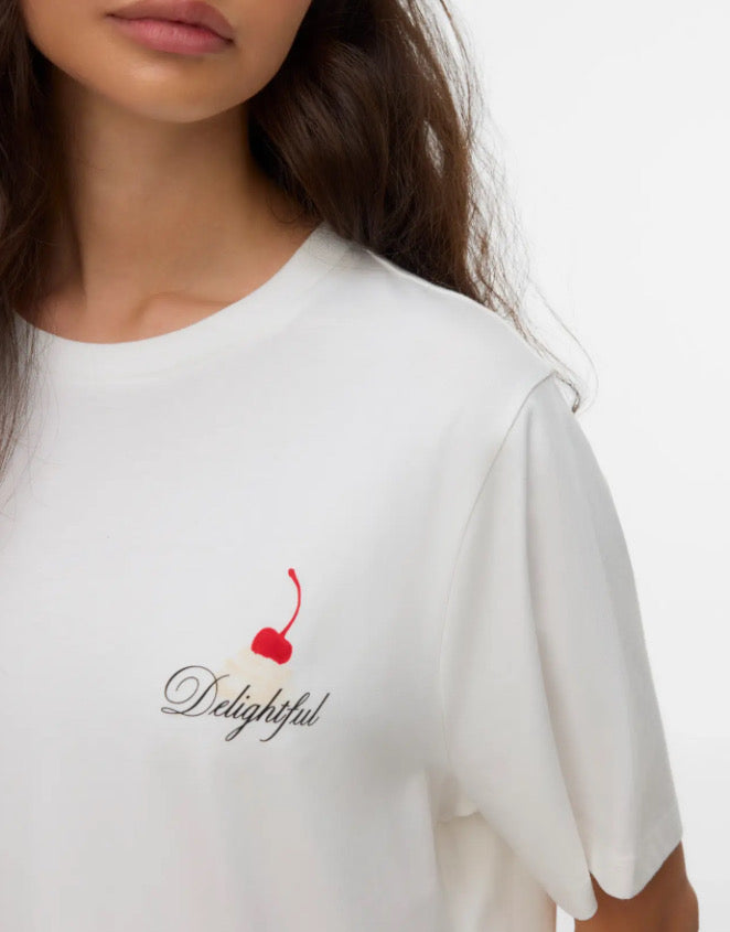 VEROMODA - ZANDRA CATY SS TOP BOX - SNOW WHITE/CULINARY