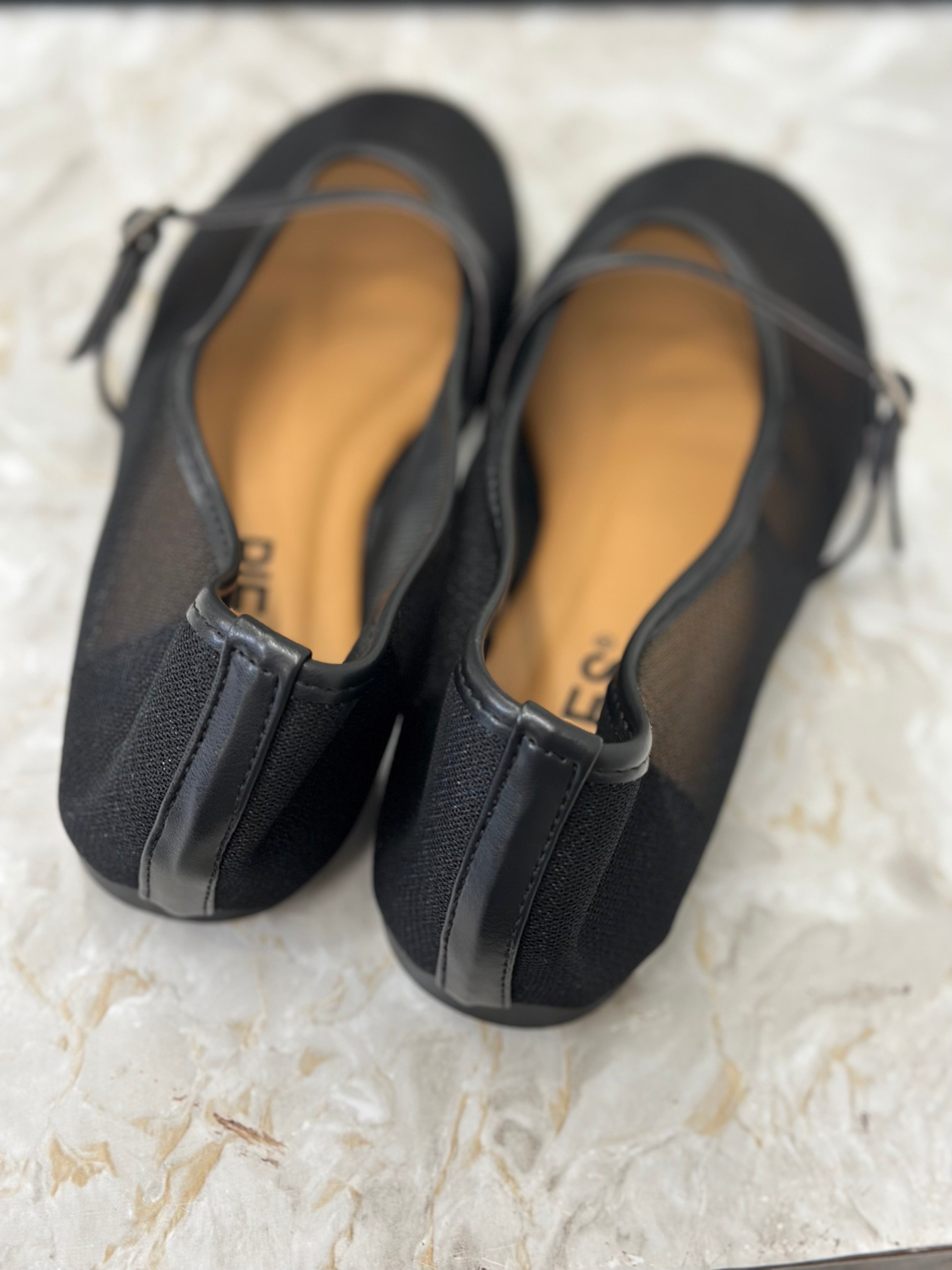 PIECES - STEPH MARY JANE MESH BALLERINA - BLACK