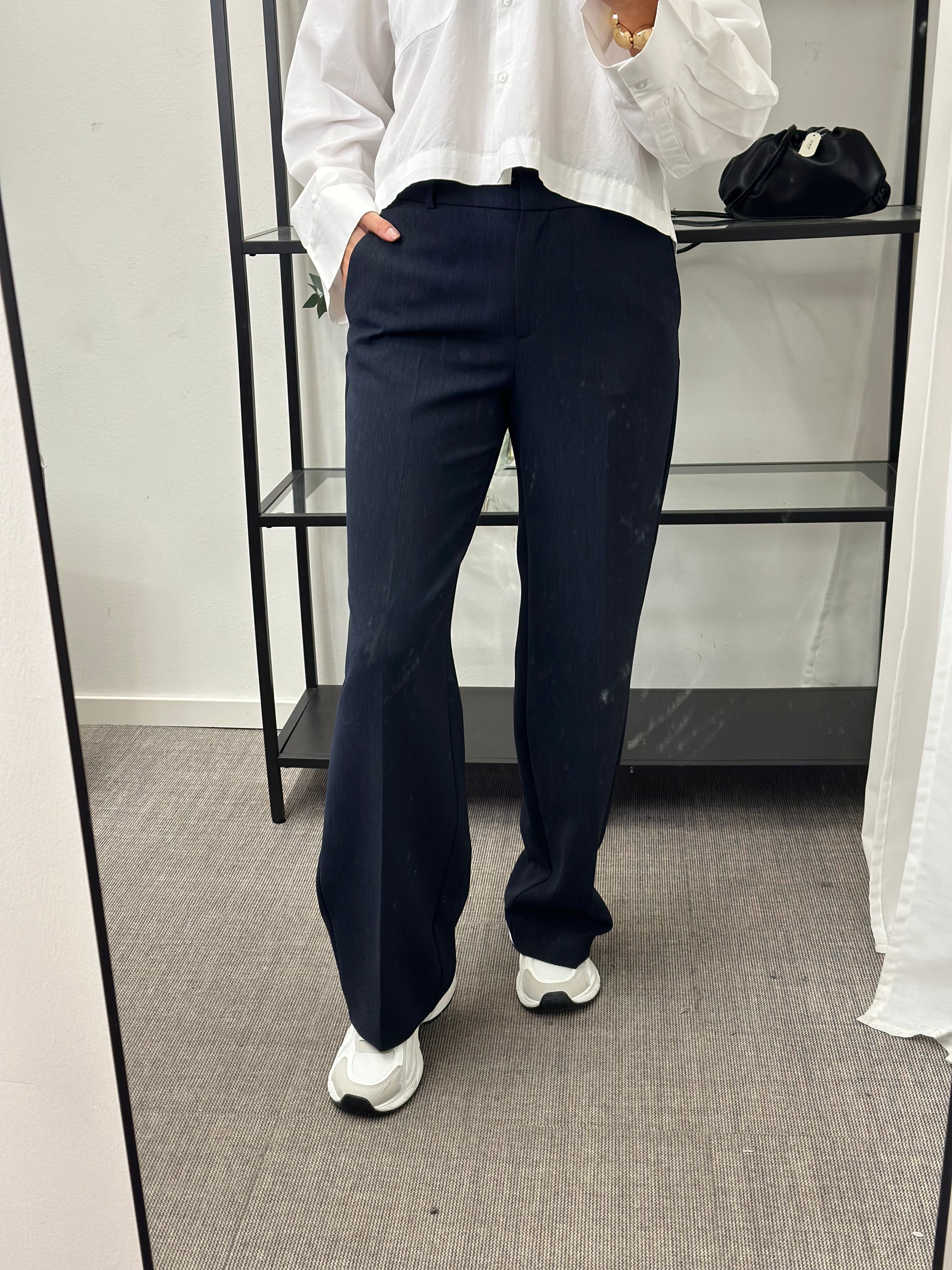 SELECTED FEMME - RITA MW WIDE PANT - DARK SAPPHIRE/MELANGE
