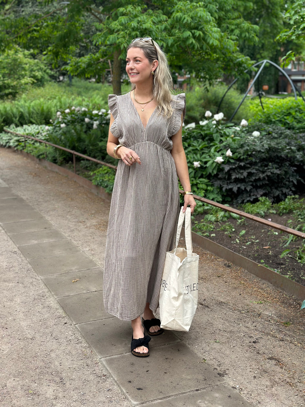 JÖRLEVIK - STRIPE DRESS - COFFEE