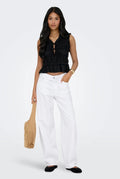 ONLY - GIANNA MW STRAIGHT DOT 211 - WHITE DENIM