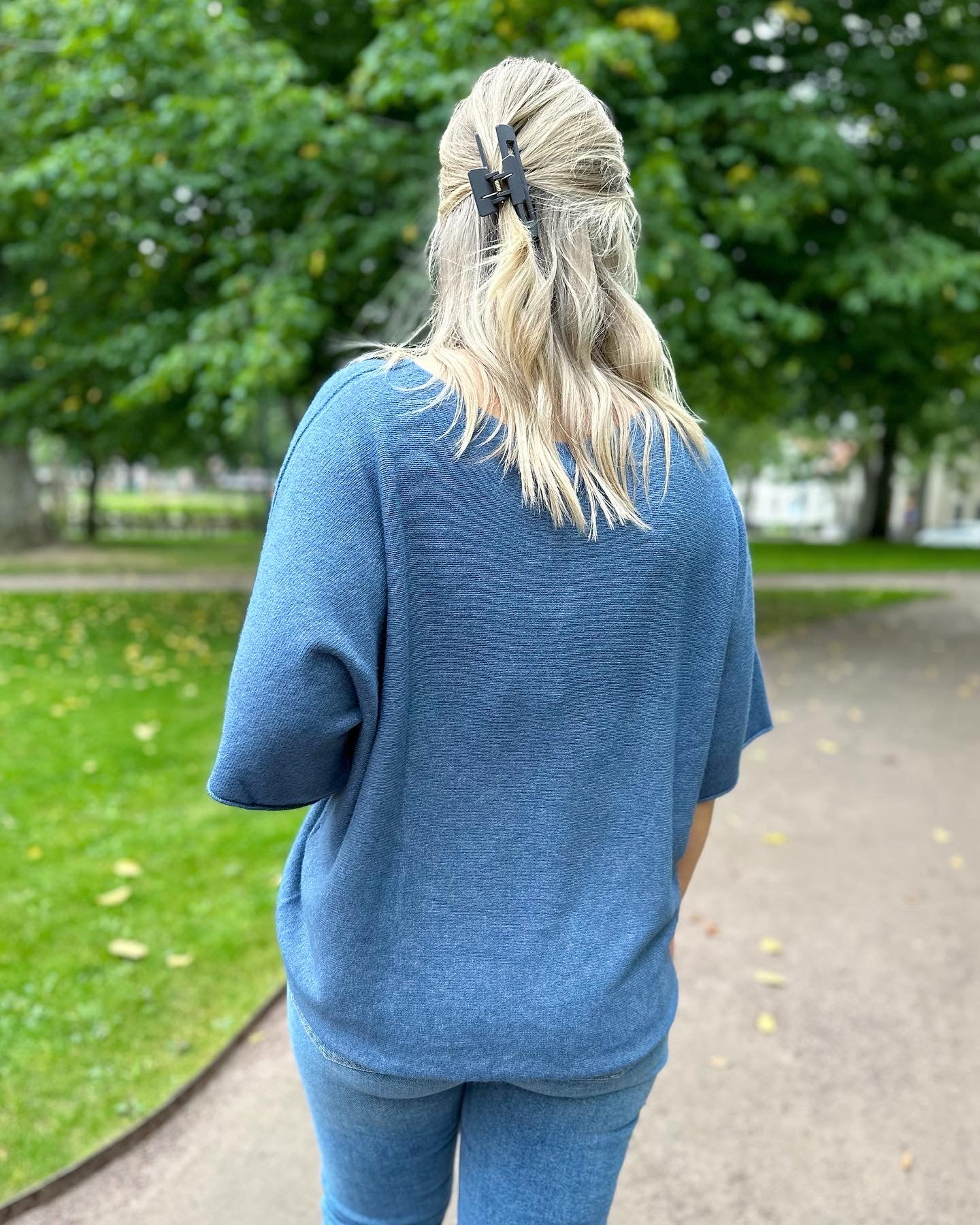 MARTA - STICKAD TRÖJA 5003 - JEANS BLUE