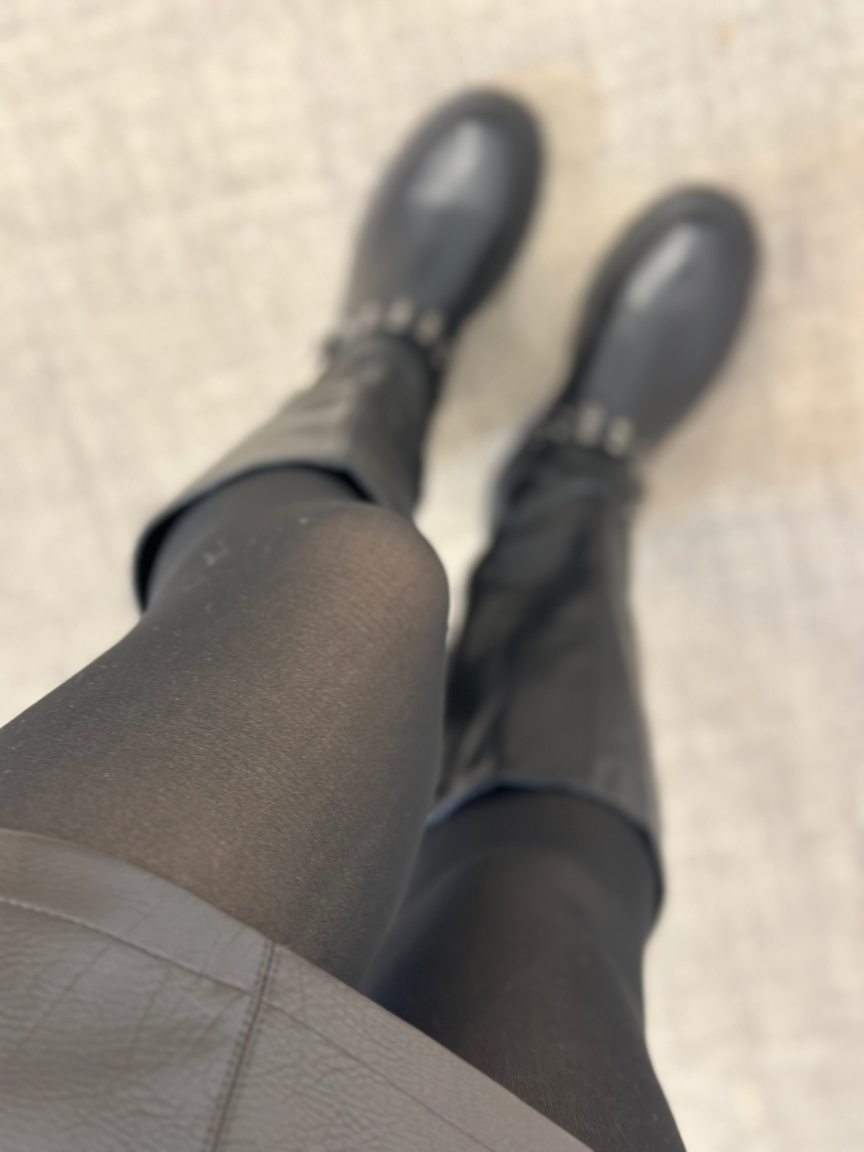 PIECES - SOPHIE FLEECE TIGHTS - BLACK/NUDE FLEECE