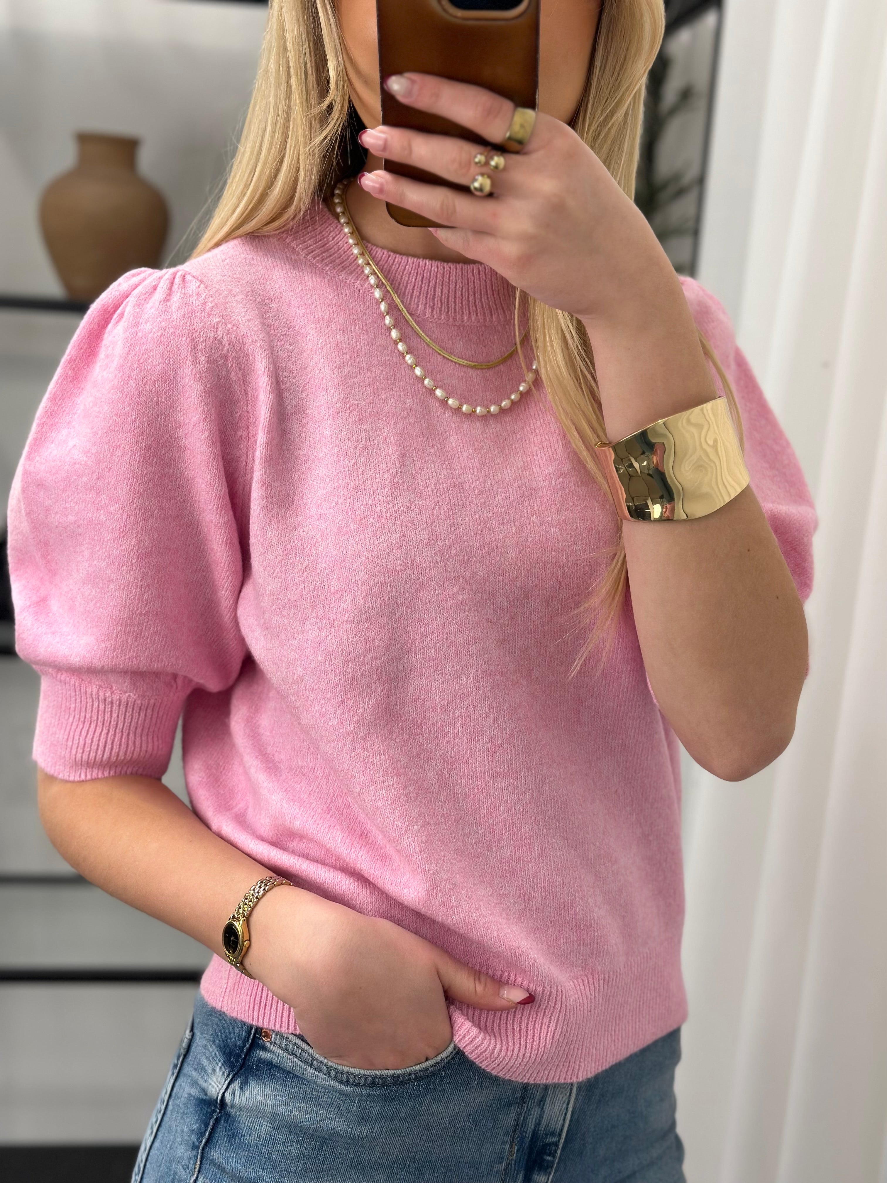 VEROMODA - DOFFY 2/4 O-NECK PULLOVER - BONBON/MELANGE