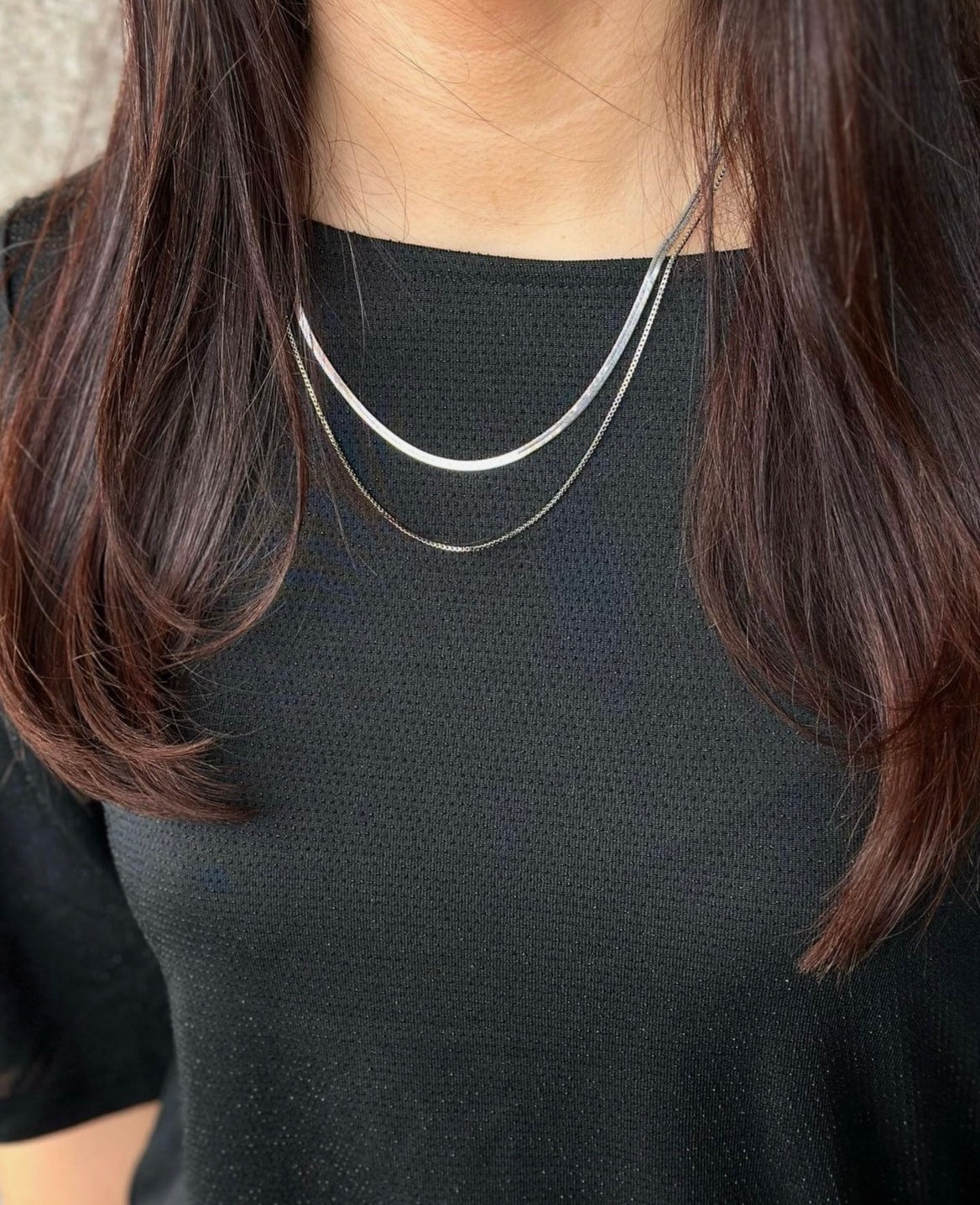 PIECES - BINA 2-PACK NECKLACE - SILVER