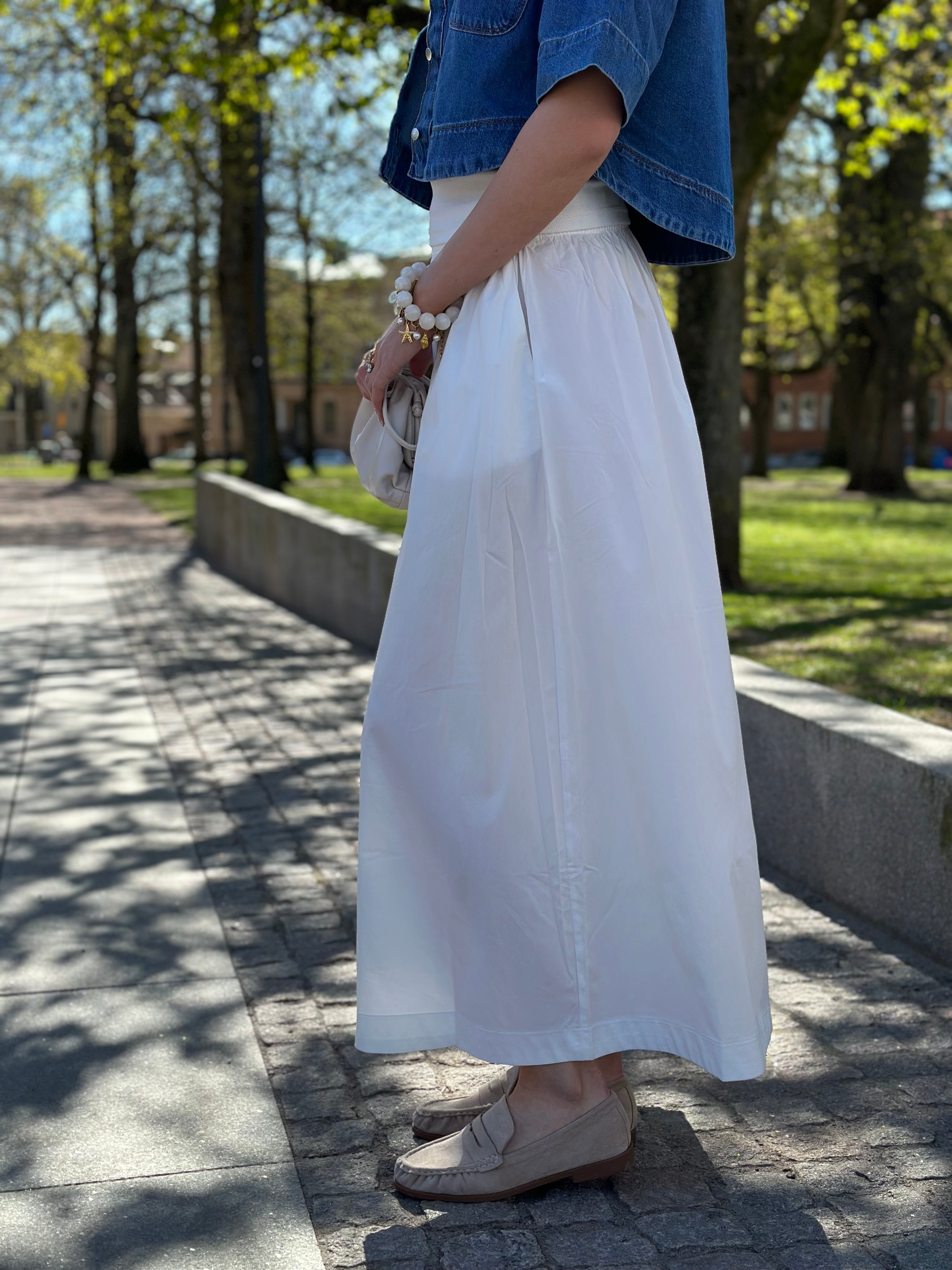 VEROMODA - FRIBA HW GAT LONG SKIRT - SNOW WHITE