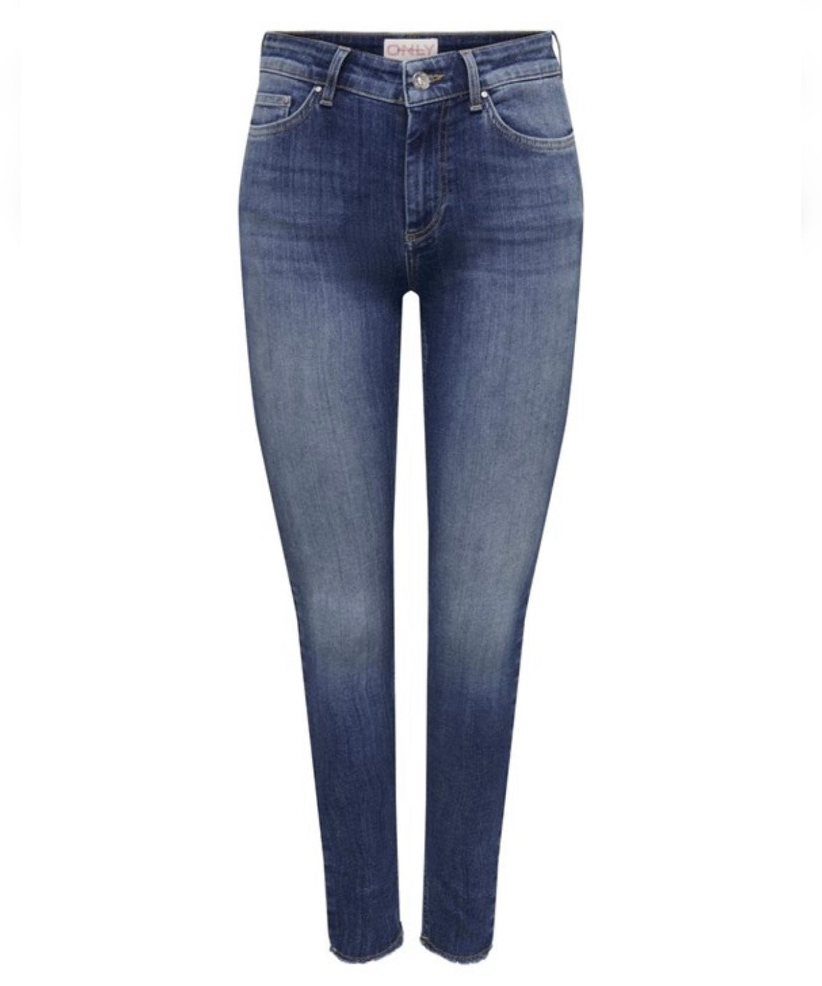 ONLY - BLUSH MID SK ANK RAW - MEDIUM BLUE DENIM