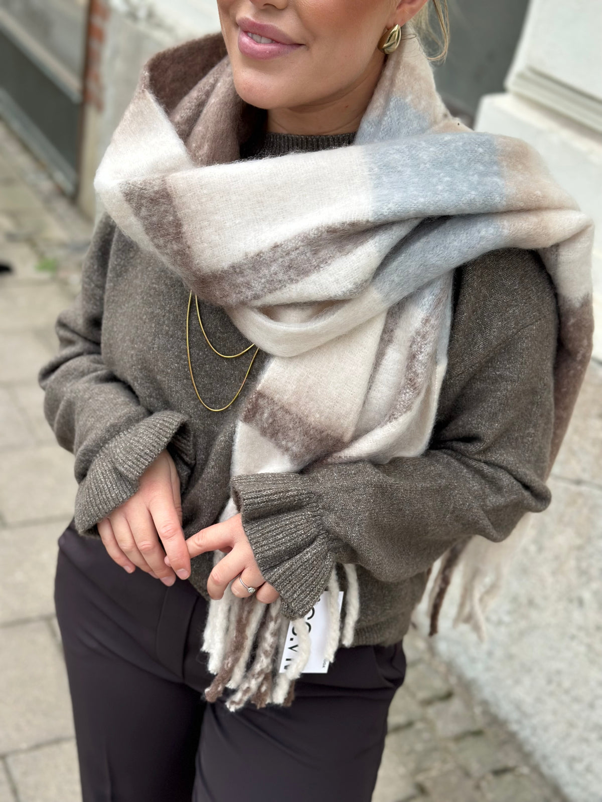 VEROMODA - IVY LEAGUE SCARF - BIRCH/BROWN LENT