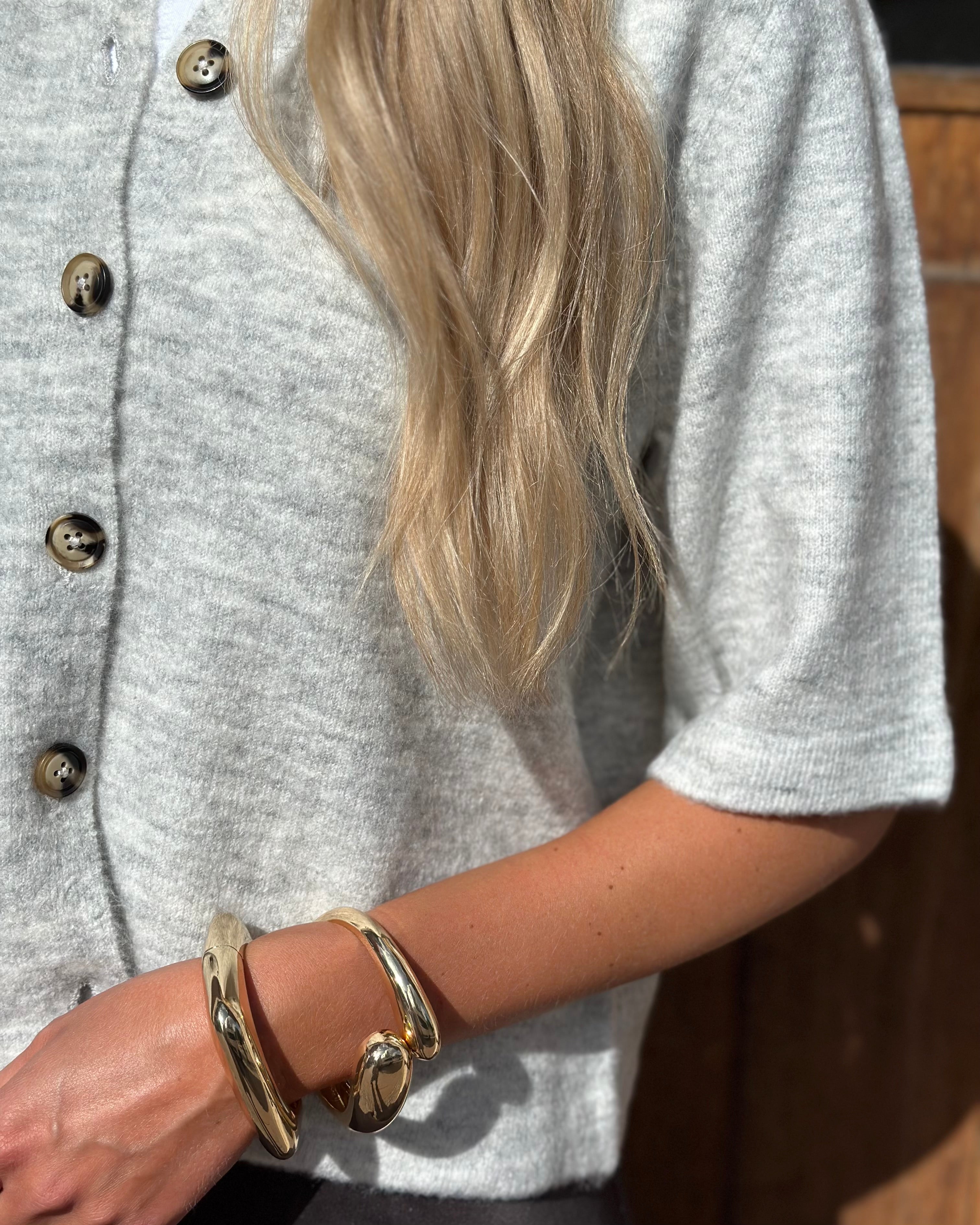 ONLY - CAMILLA S/S CARDIGAN KNIT - LIGHT GREY MELANGE