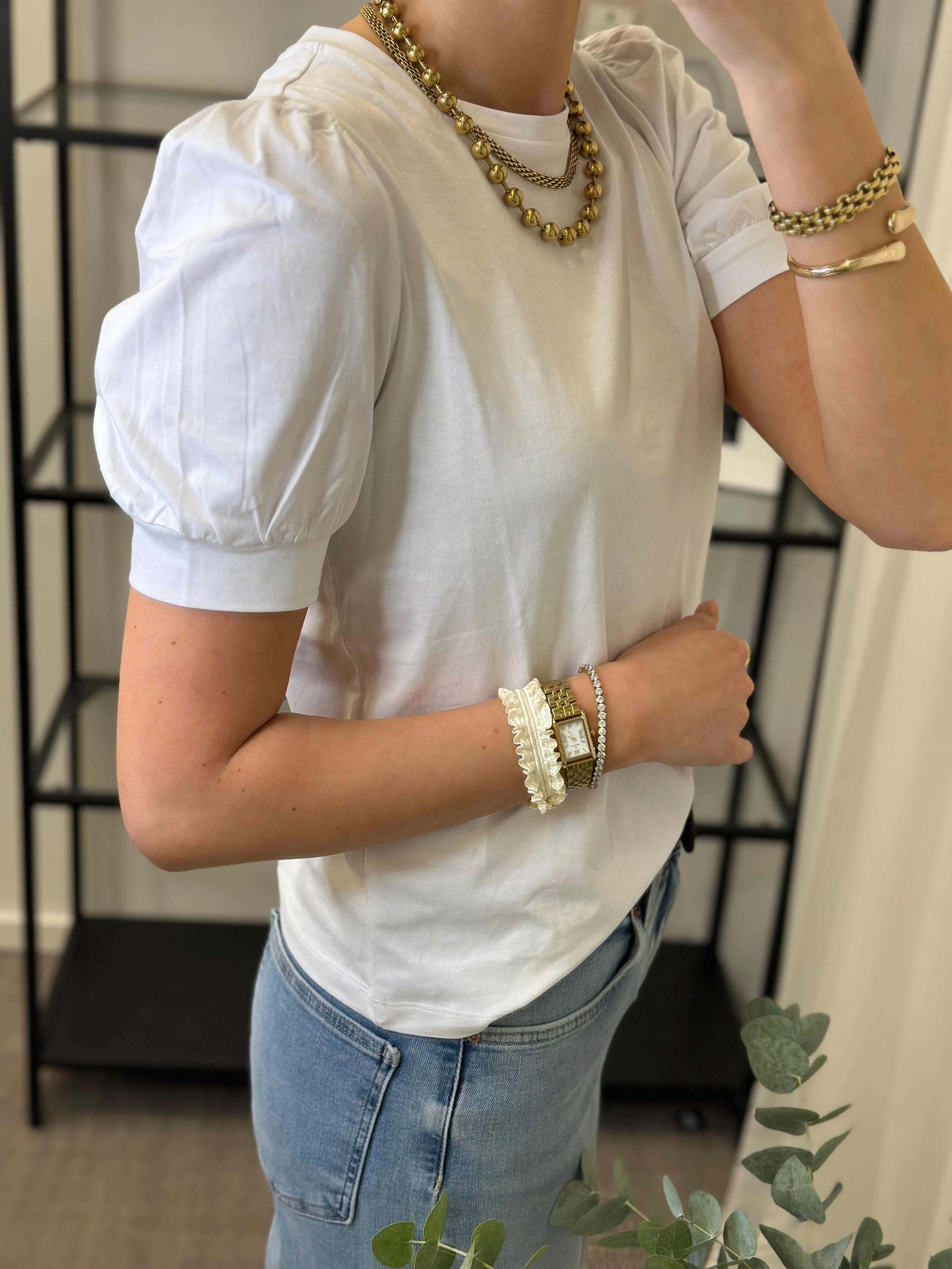 AWARE - KERRY 2/4 O-NECK TOP - BRIGHT WHITE