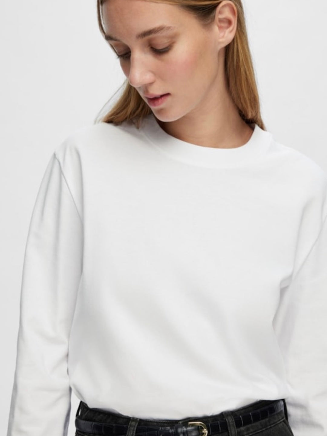 SELECTED FEMME - ESSENTIAL LS BOXY TEE - BRIGHT WHITE