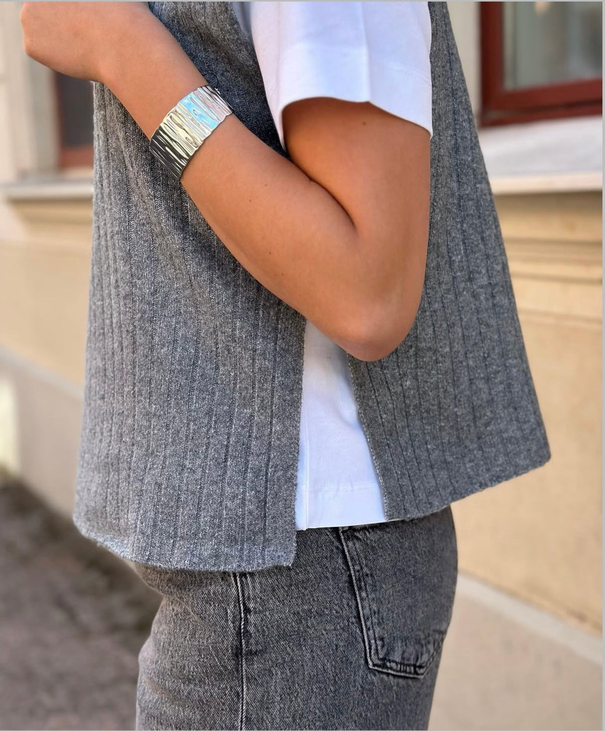 ONLY - JEANETT LIFE SL RIB HIGHNECK - MEDIUM GREY MELANGE