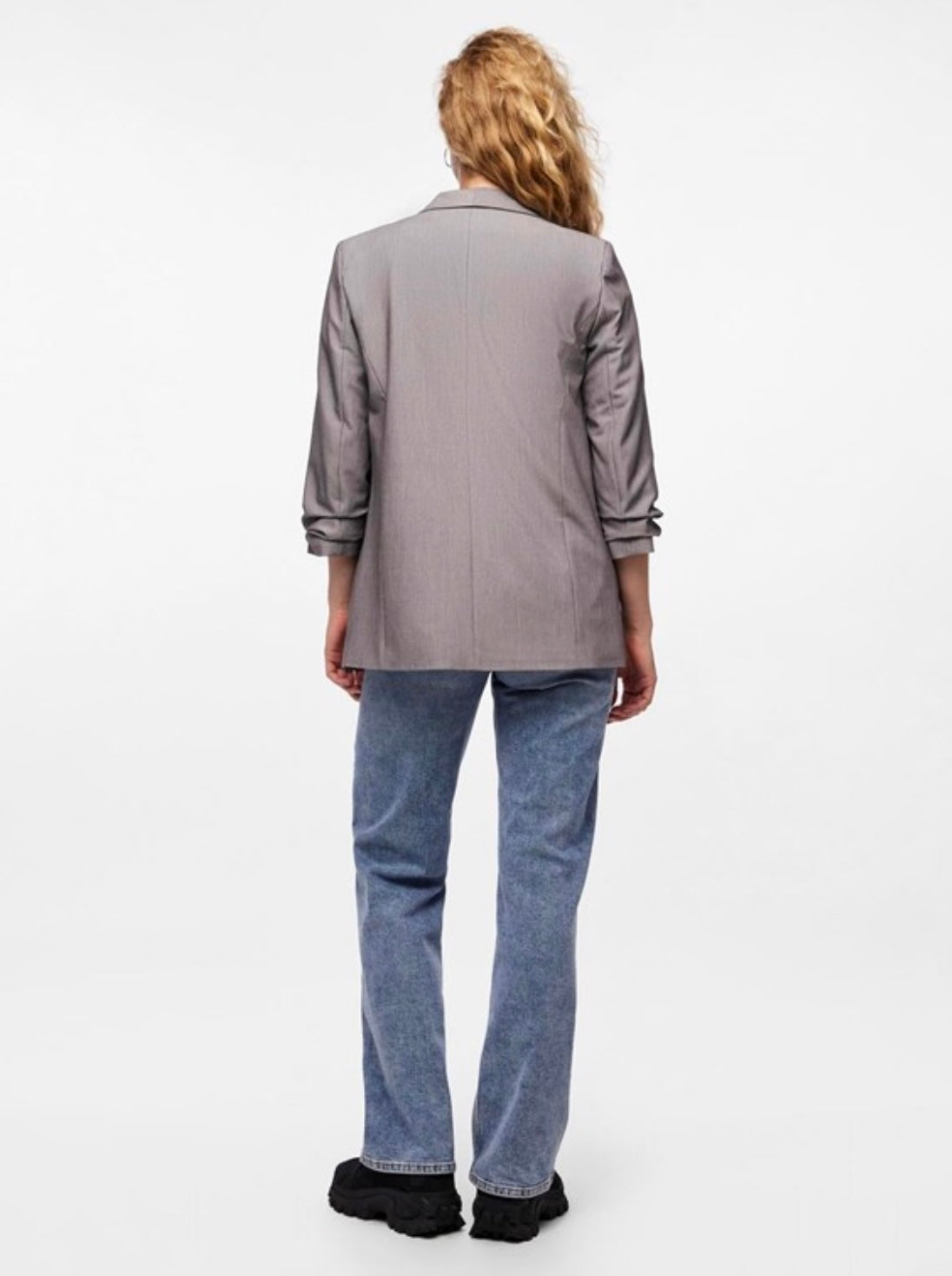PIECES - BOSELLA 3/4 BLAZER - LIGHT GREY MELANGE