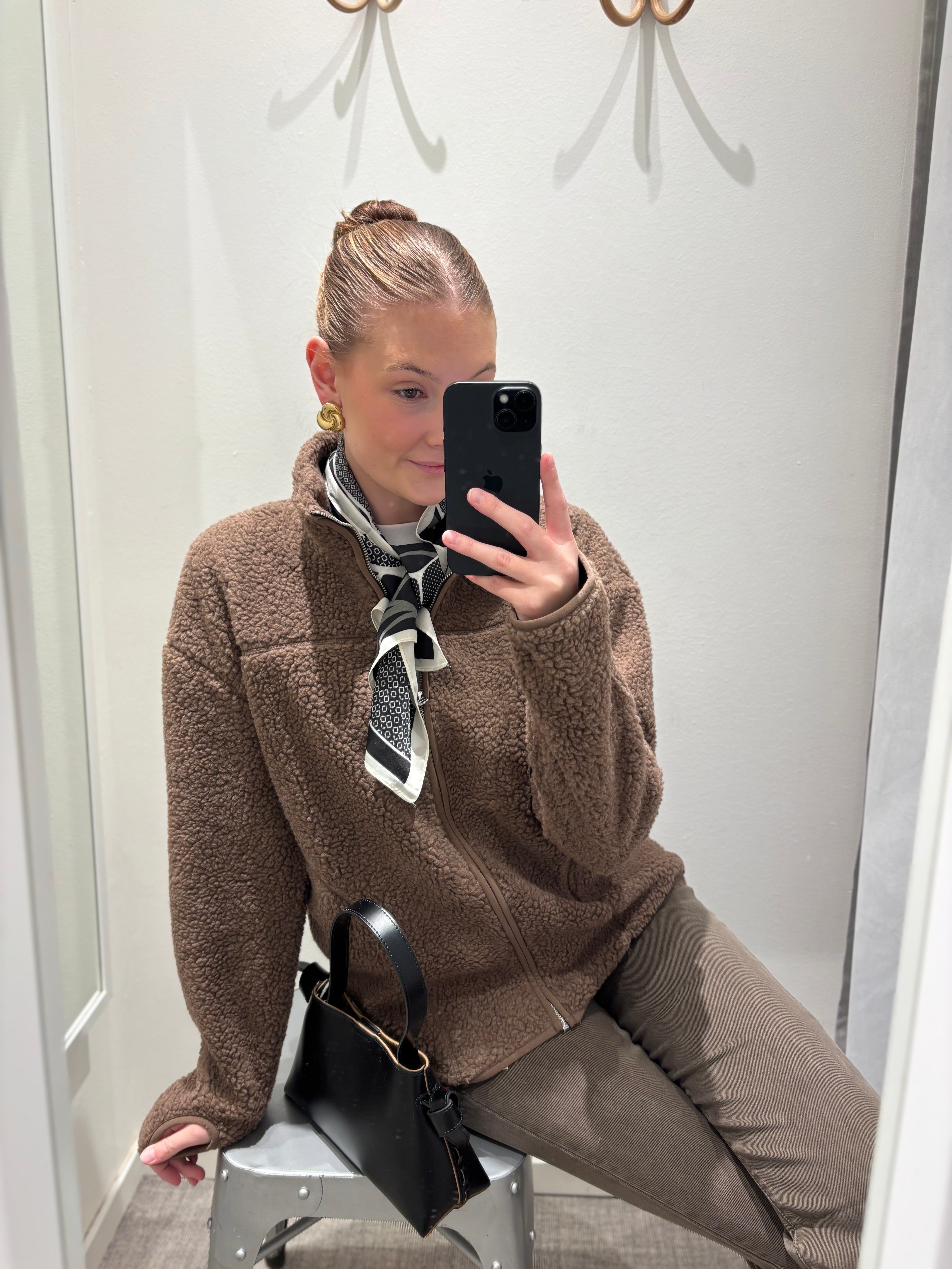 PIECES - SADIA TEDDY JACKET - COFFEE QUARTZ