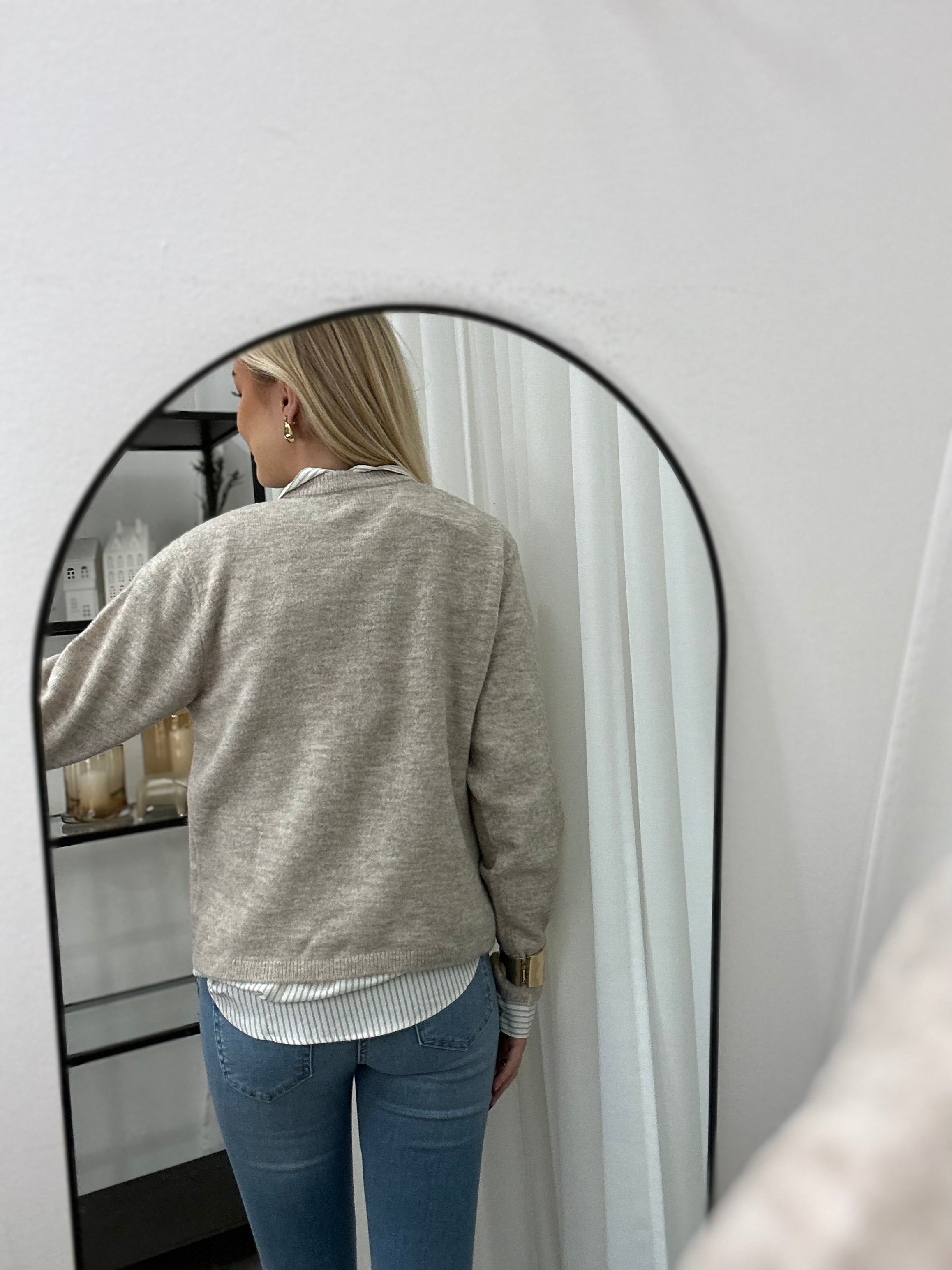 ONLY - SIMONI L/S O-NECK CARDIGAN - PUMICE STONE/MELANGE