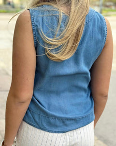 ONLY - PERMA-DORSI SL TOP DENIM - MEDIUM BLUE DENIM