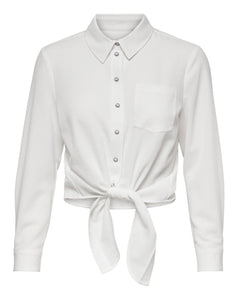 ONLY - LECEY LS KNOT SHIRT - CLOUD DANCER