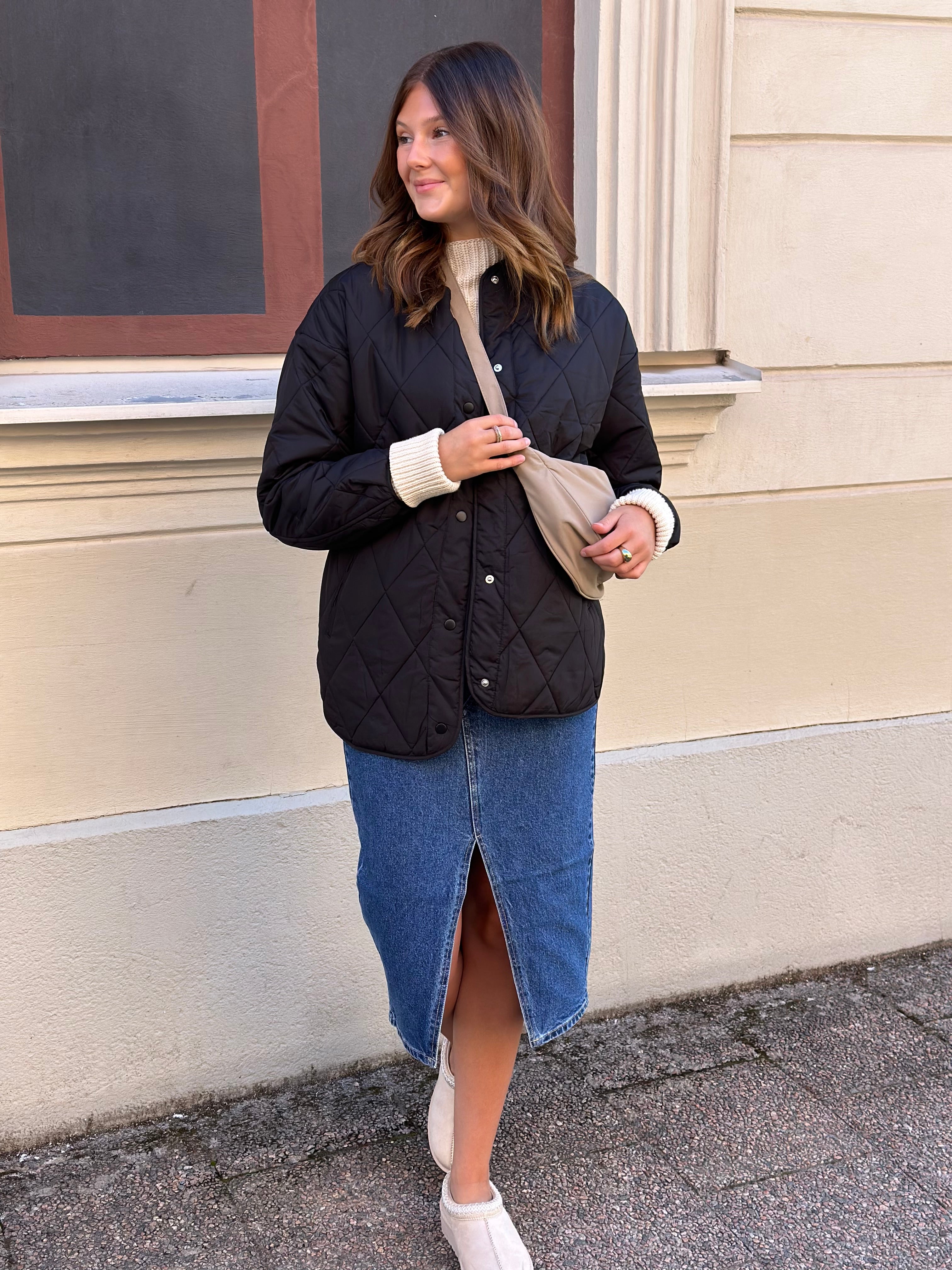 PIECES - STELLA QUILTED JACKET - BLACK