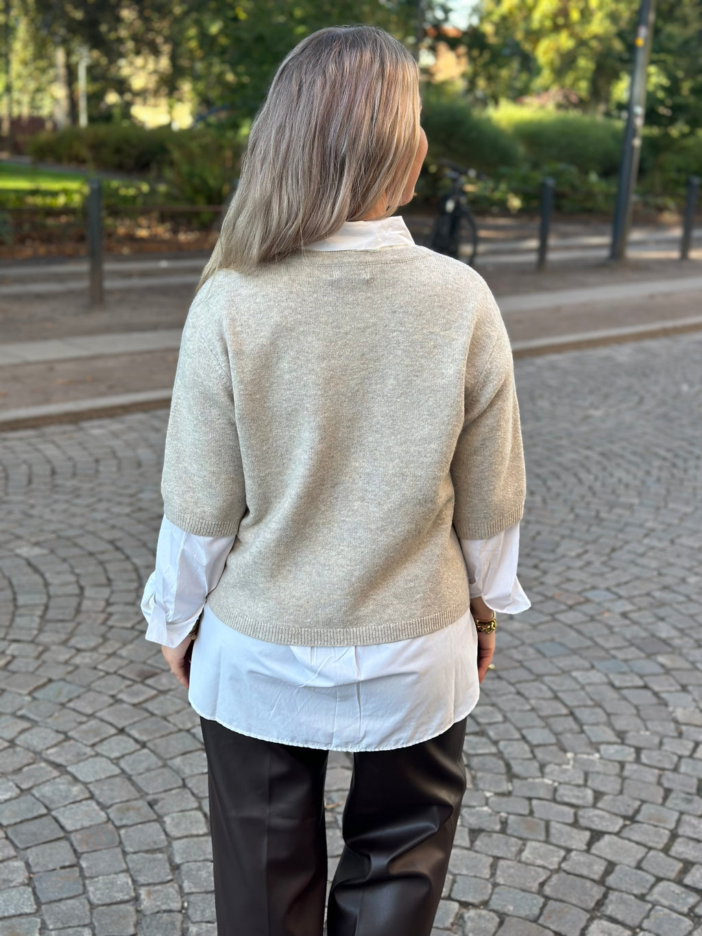 JDY - RUE LIFE 2/4 PEARL CARDIGAN - CHATEAU GREY/MELANGE