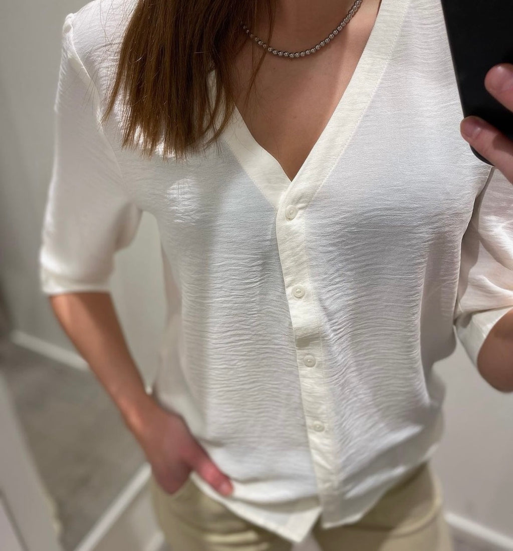 JDY - LION CAPOTE 3/4 SHIRT - CLOUD DANCER