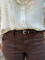 Ladda upp bild till gallerivisning, VEROMODA - DANIELA LEATHER BELT - BLACK/BRUSHED GOLD
