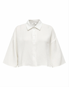 JDY - THEIS LIFE 3/4 CROP SHIRT - CLOUD DANCER