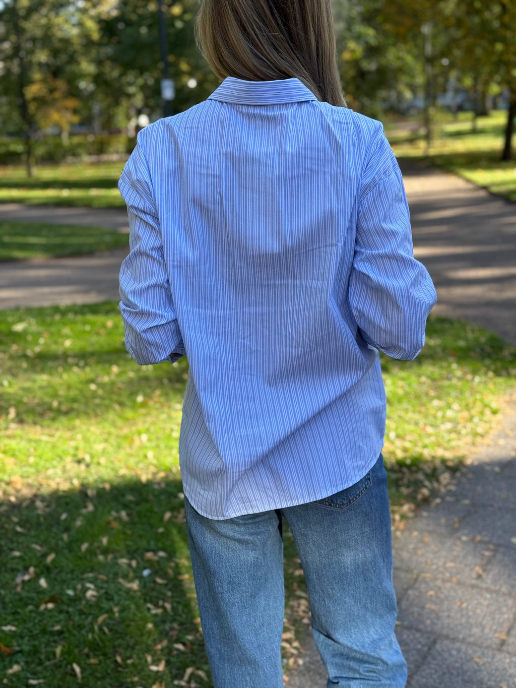 ONLY - RIMINI LIFE LS SHIRT MOCH - BRIGHT WHITE/ BLUE STRIPE