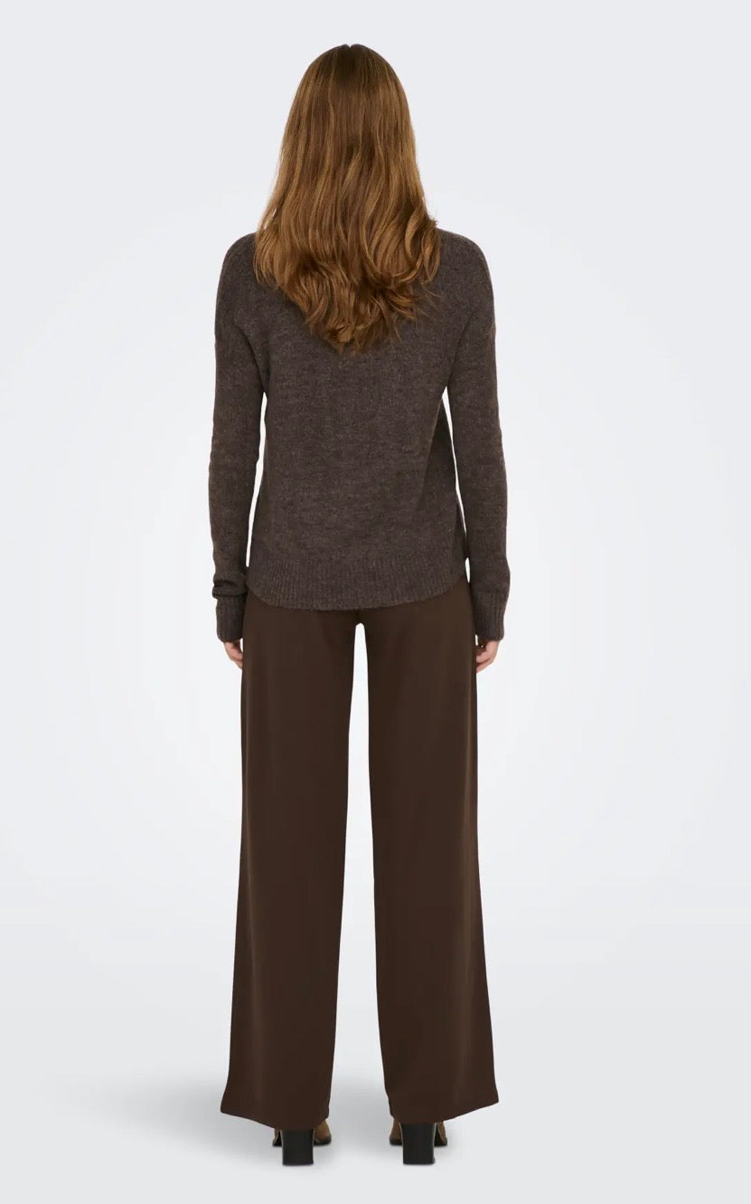 JDY - ELANORA L/S V-NECK PULLOVER - BRACKEN MELANGE