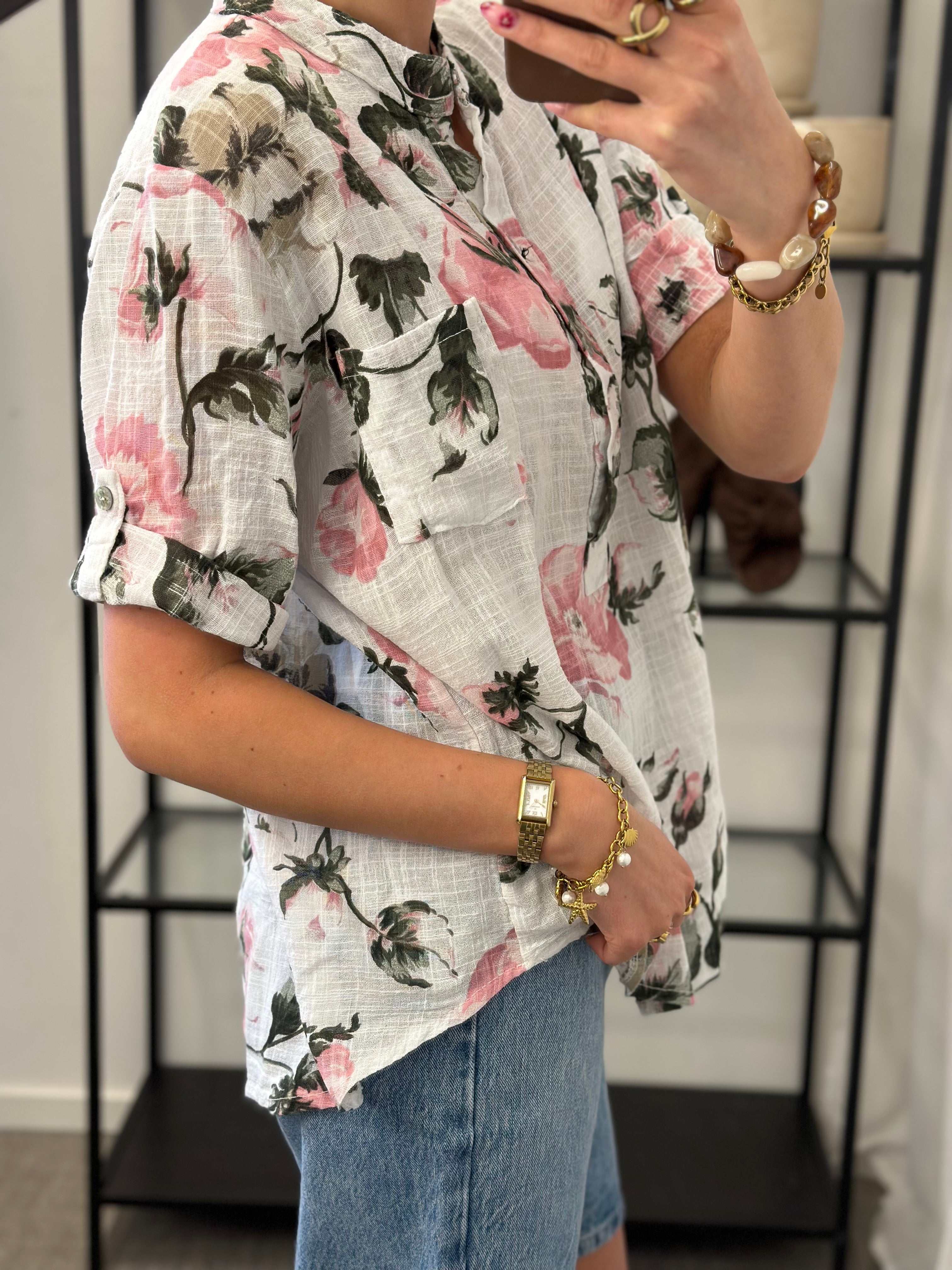 JÖRLEVIK - FLOWER BLUSE - VIT