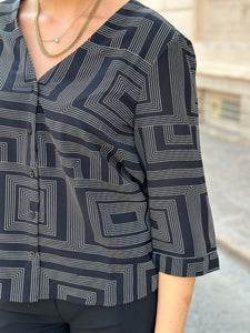 JDY - LION LIFE CAPOTE SHIRT - BLACK/WHITE