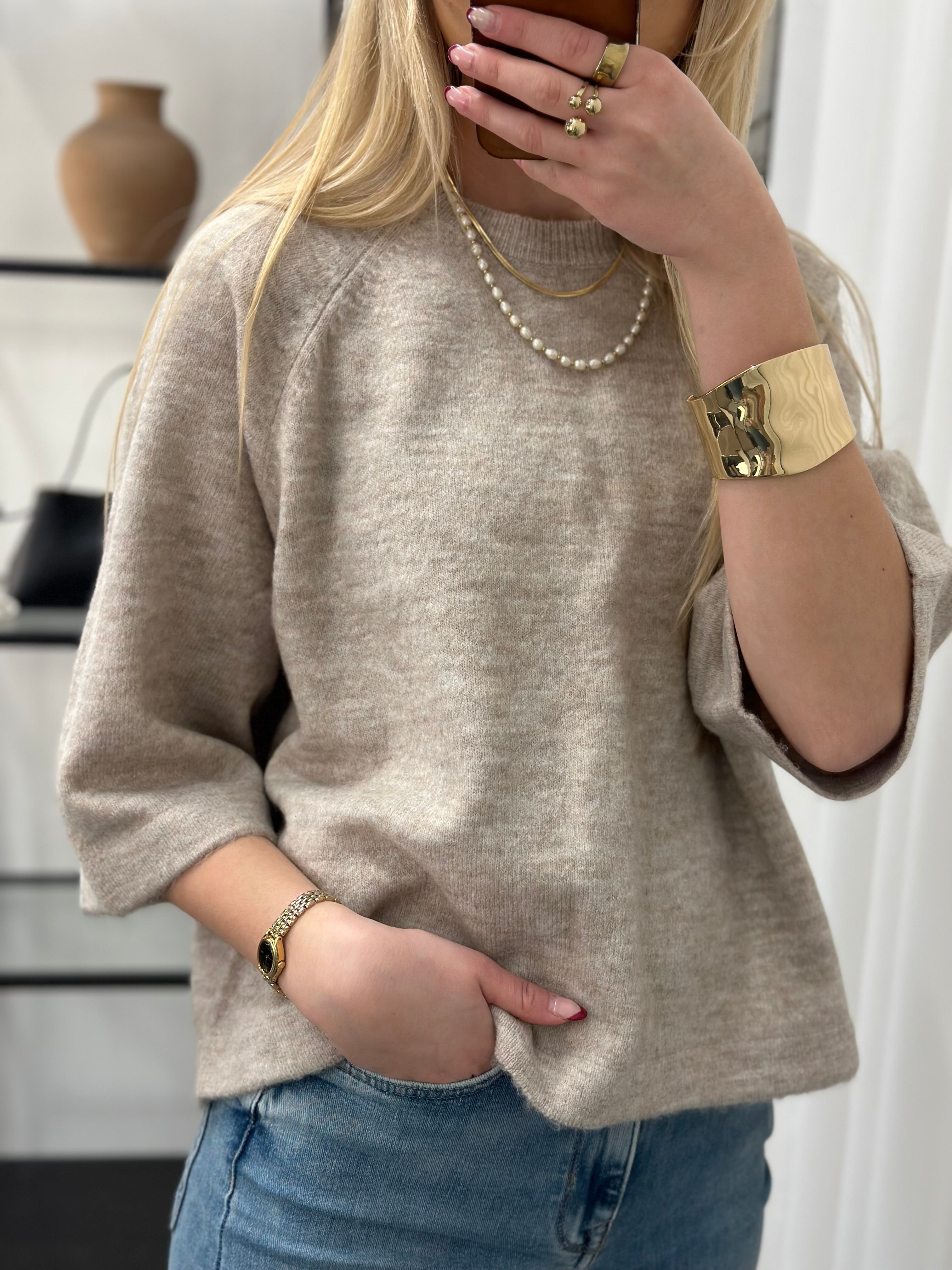 ONLY - SIMONI 3/4 PULLOVER - PUMICE STONE/MELANGE