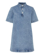 Ladda upp bild till gallerivisning, PIECES - KENYA SS A-SHAPE DENIM DRESS - MEDIUM BLUE DENIM
