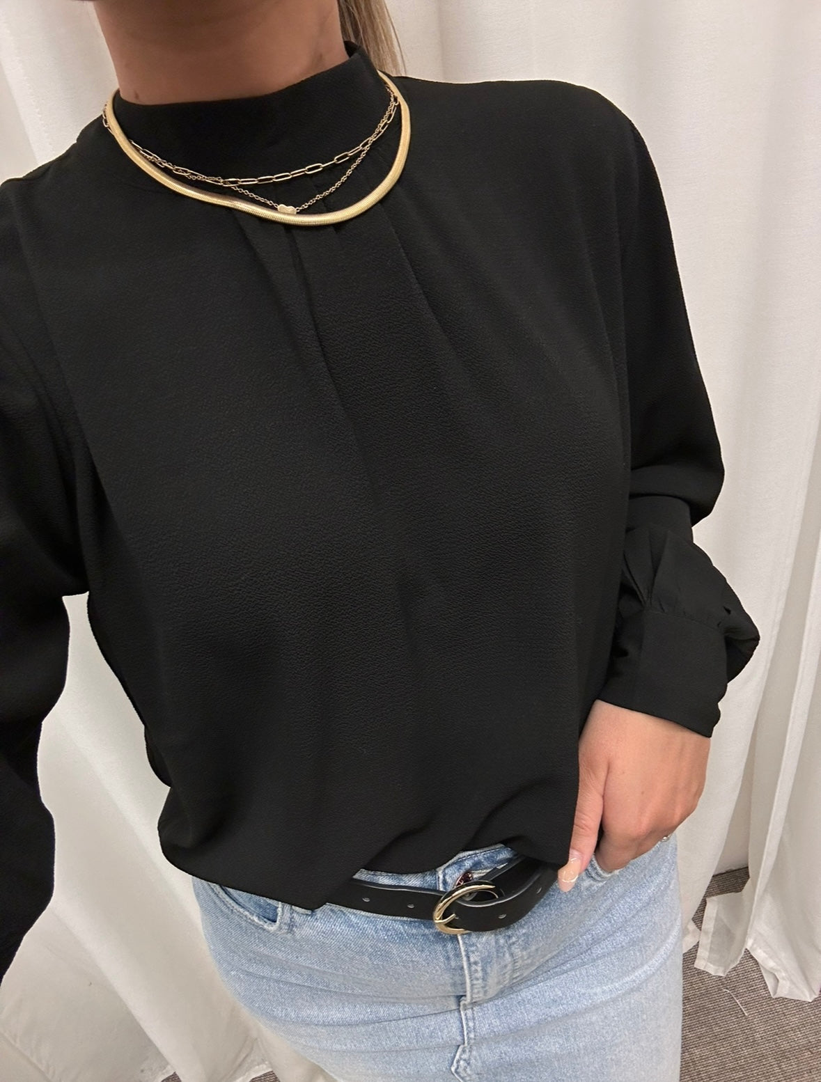 JDY - PIPER L/S HIGH NECK TOP - BLACK