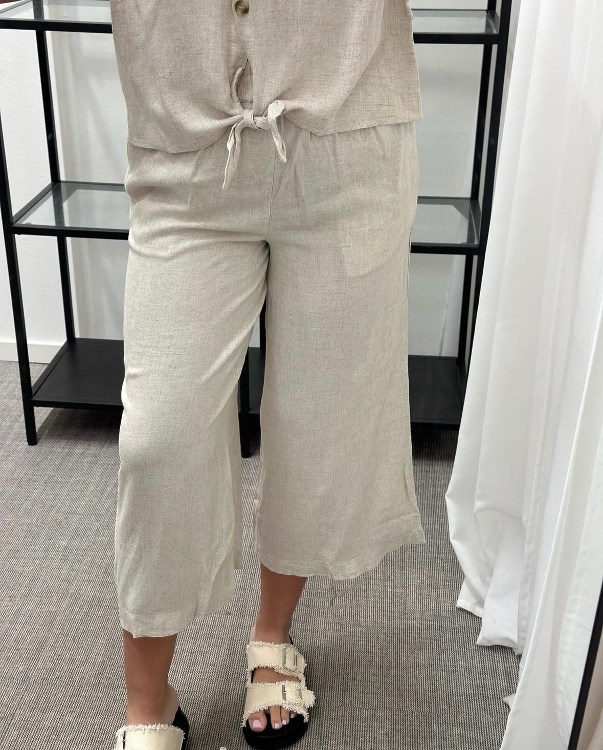 PIECES - PIA HW WIDE CULOTTE - BIRCH/MELANGE