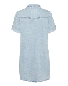 VERO MODA - JENNIE SS SHORT DRESS - LIGHT BLUE DENIM