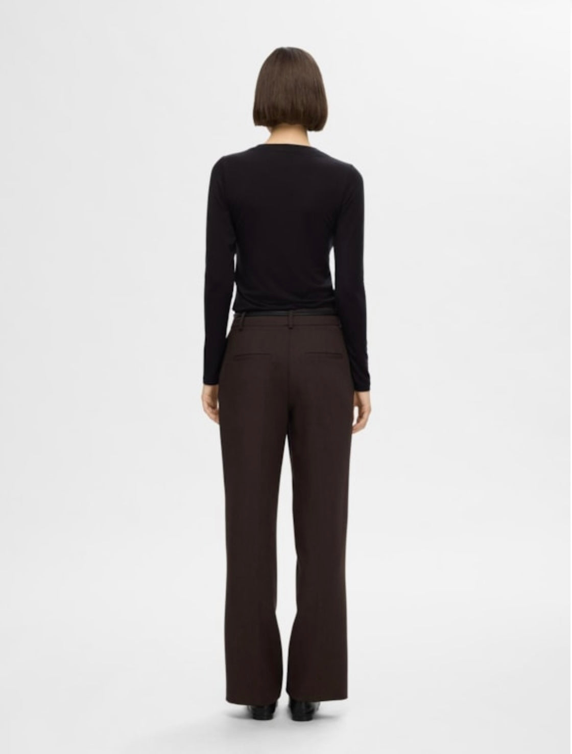 SELECTED FEMME- RITA MW WIDE PANT - COFFEE BEAN/MELANGE