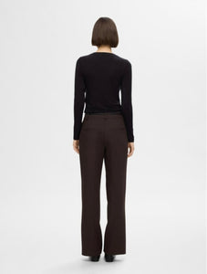 SELECTED FEMME- RITA MW WIDE PANT - COFFEE BEAN/MELANGE