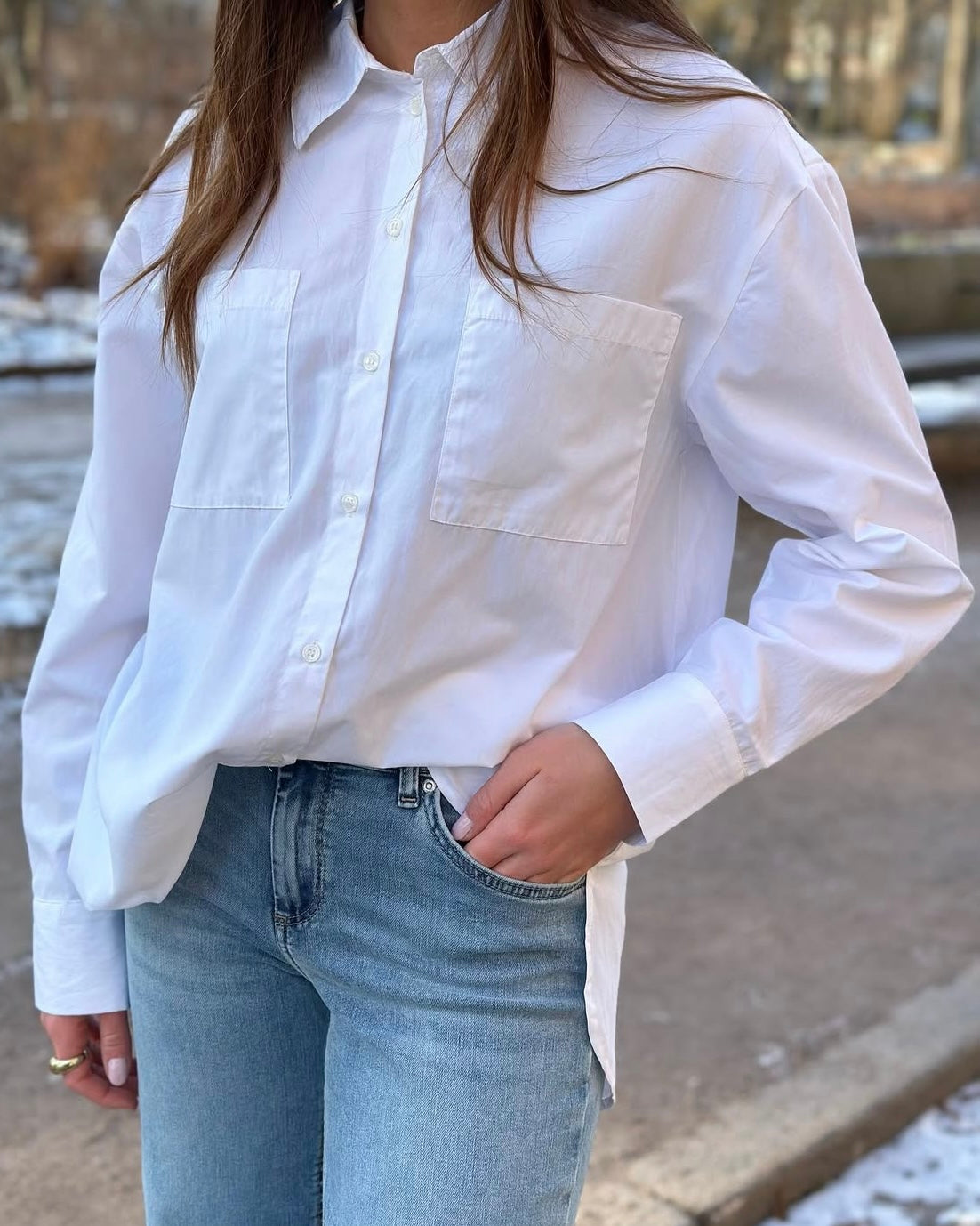 PIECES - MELIA LS LOOSE SHIRT - BRIGHT WHITE