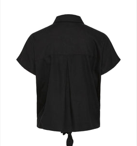 PIECES - PIA SS TIE SHIRT - BLACK