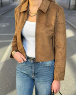 Ladda upp bild till gallerivisning, ONLY - TULIP FAUX SUEDE ZIP JACKET - COGNAC
