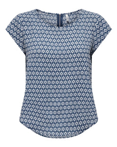 ONLY - VIC S/S TOP - DARK DENIM/SMALL IKAT