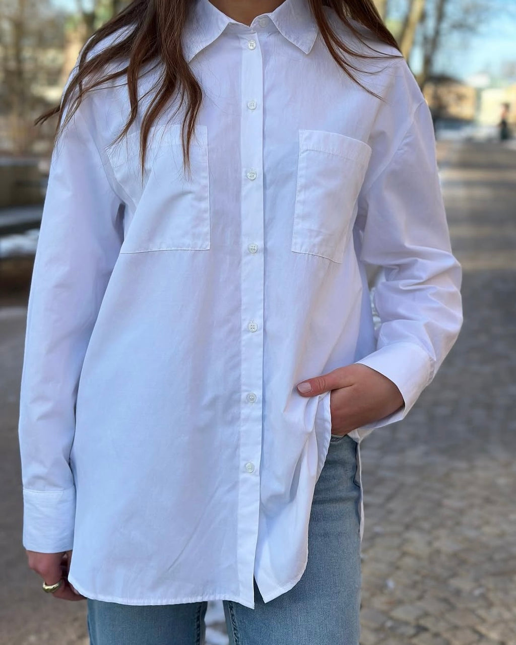 PIECES - MELIA LS LOOSE SHIRT - BRIGHT WHITE