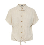 Ladda upp bild till gallerivisning, PIECES - PIA SS TIE SHIRT - BIRCH/MELANGE
