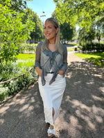 Ladda upp bild till gallerivisning, VEROMODA - SMILLA LS SHORT FRILL TOP - BALSAM GREEN
