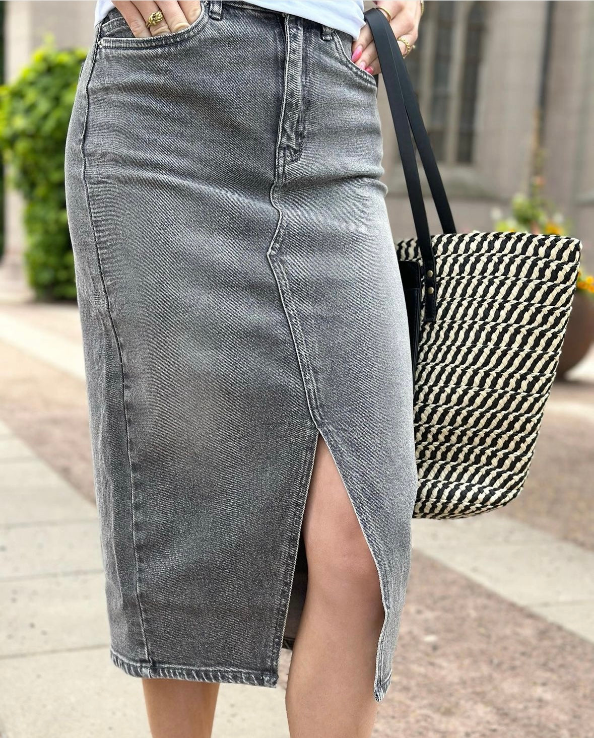 VEROMODA - VERI SKIRT - MEDIUM GREY DENIM