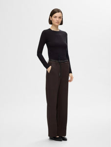 SELECTED FEMME- RITA MW WIDE PANT - COFFEE BEAN/MELANGE