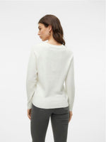 Ladda upp bild till gallerivisning, VEROMODA- DOFFY LS O-NECK BLOUSE - SNOW WHITE/MELANGE
