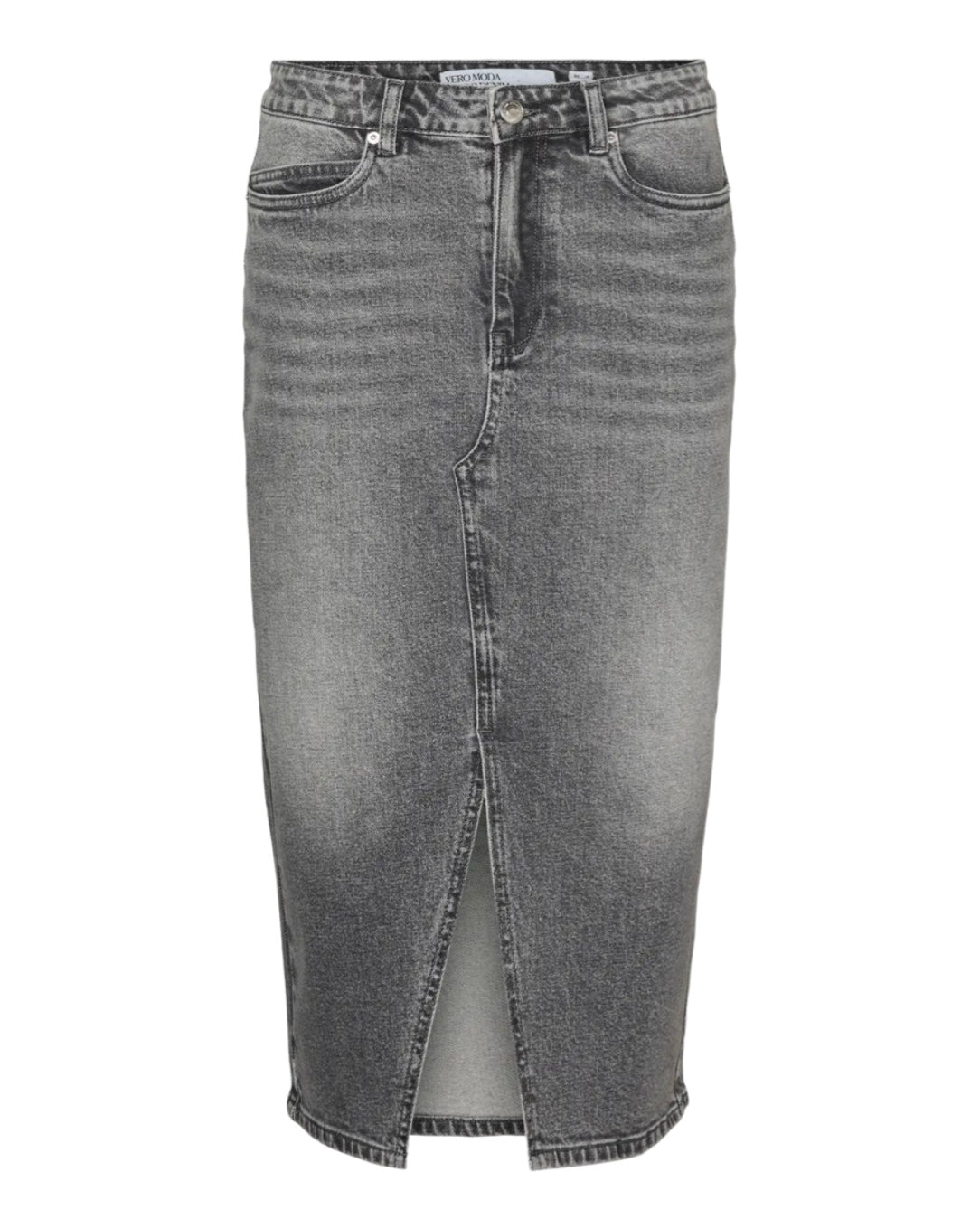 VERO MODA - VERI HR CALF DENIM SKIRT - MEDIUM GREY DENIM