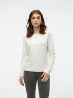 Ladda upp bild till gallerivisning, VEROMODA- DOFFY LS O-NECK BLOUSE - SNOW WHITE/MELANGE
